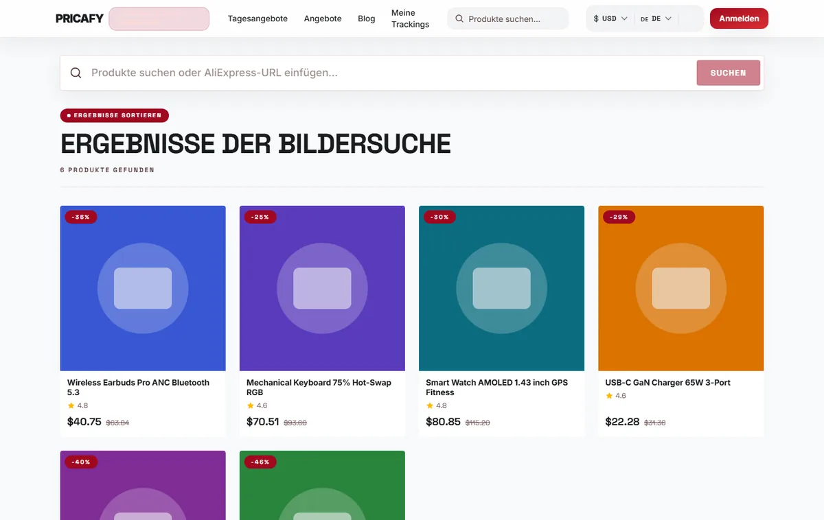 Produkt aus den Ergebnissen wählen