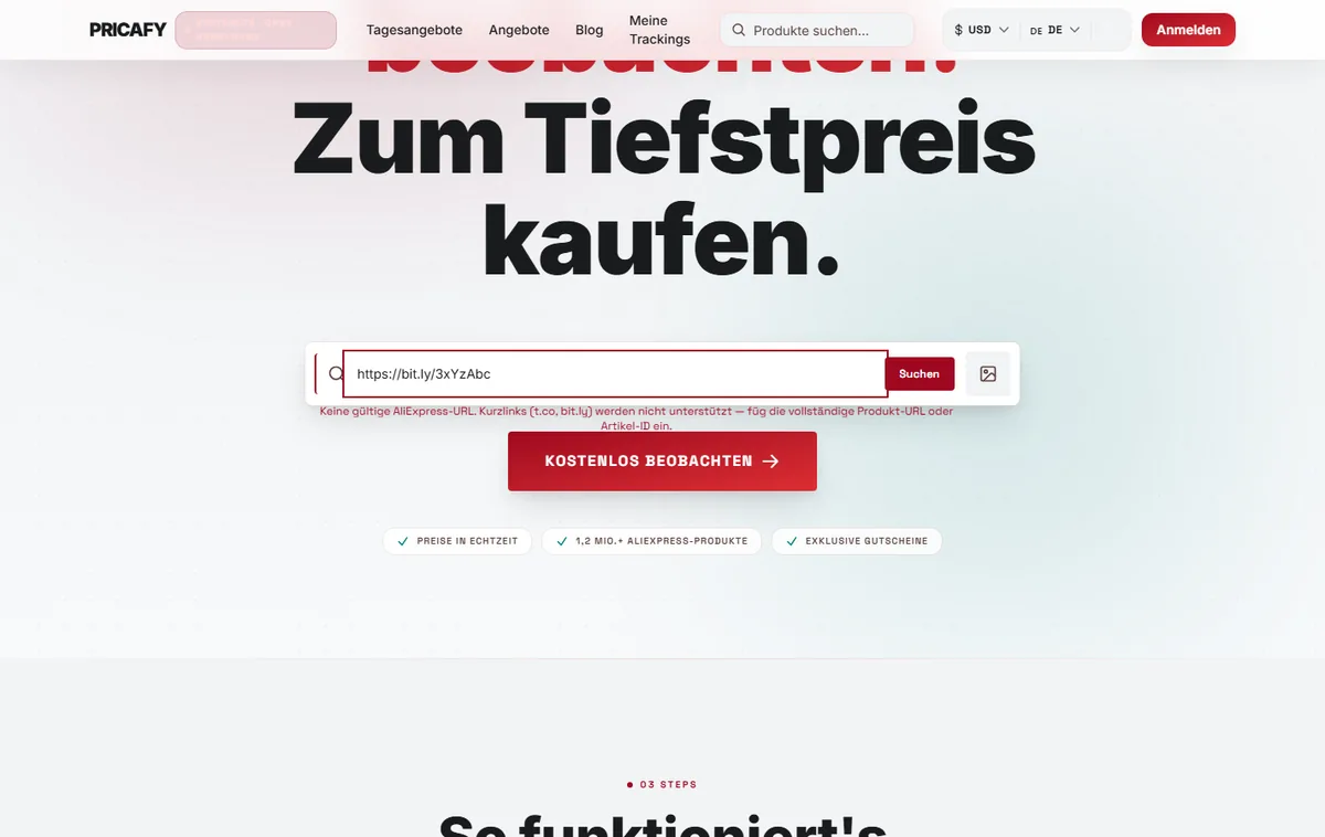 Kurze Teilen-Links aus der AliExpress-App