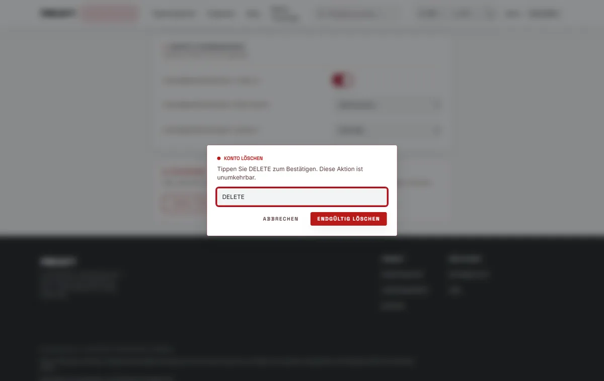 Mit DELETE bestätigen