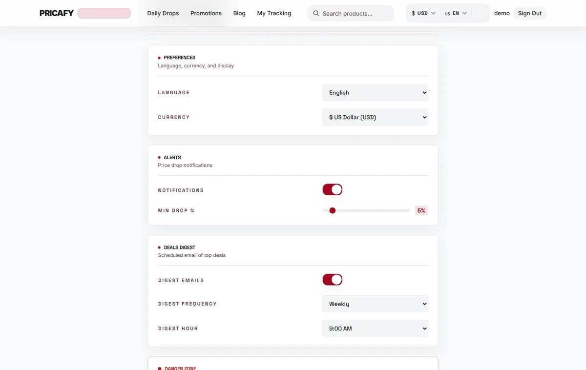 Turn price alerts on or off