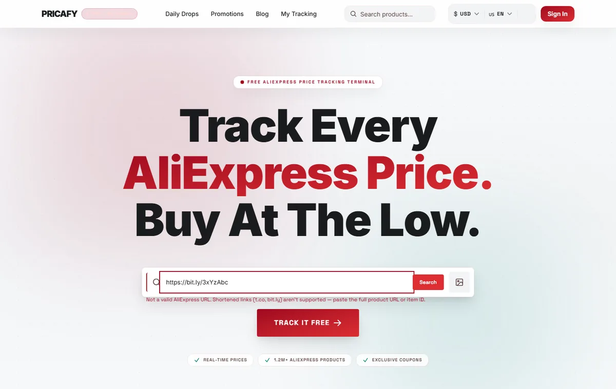 Short share links from the AliExpress app