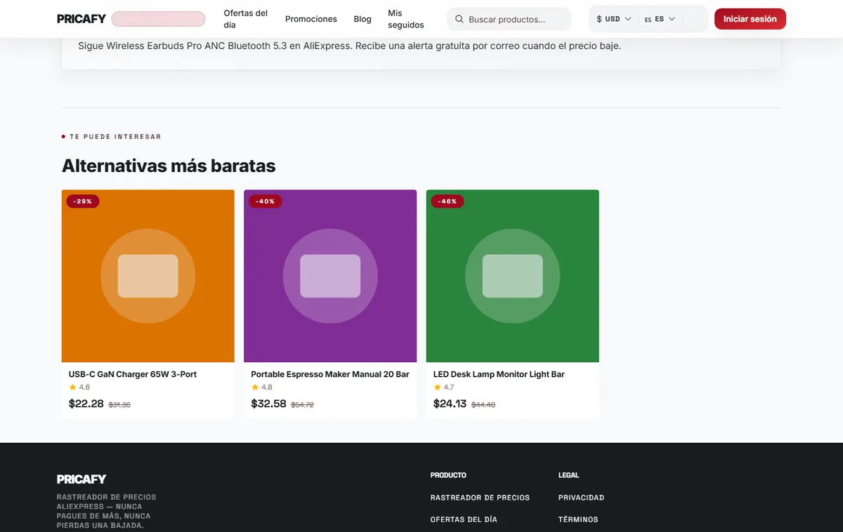 Compara alternativas más baratas