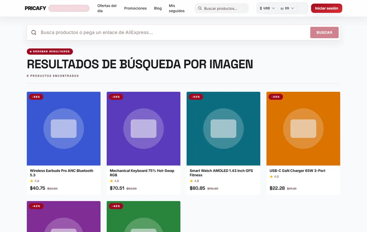 Elige un producto de los resultados