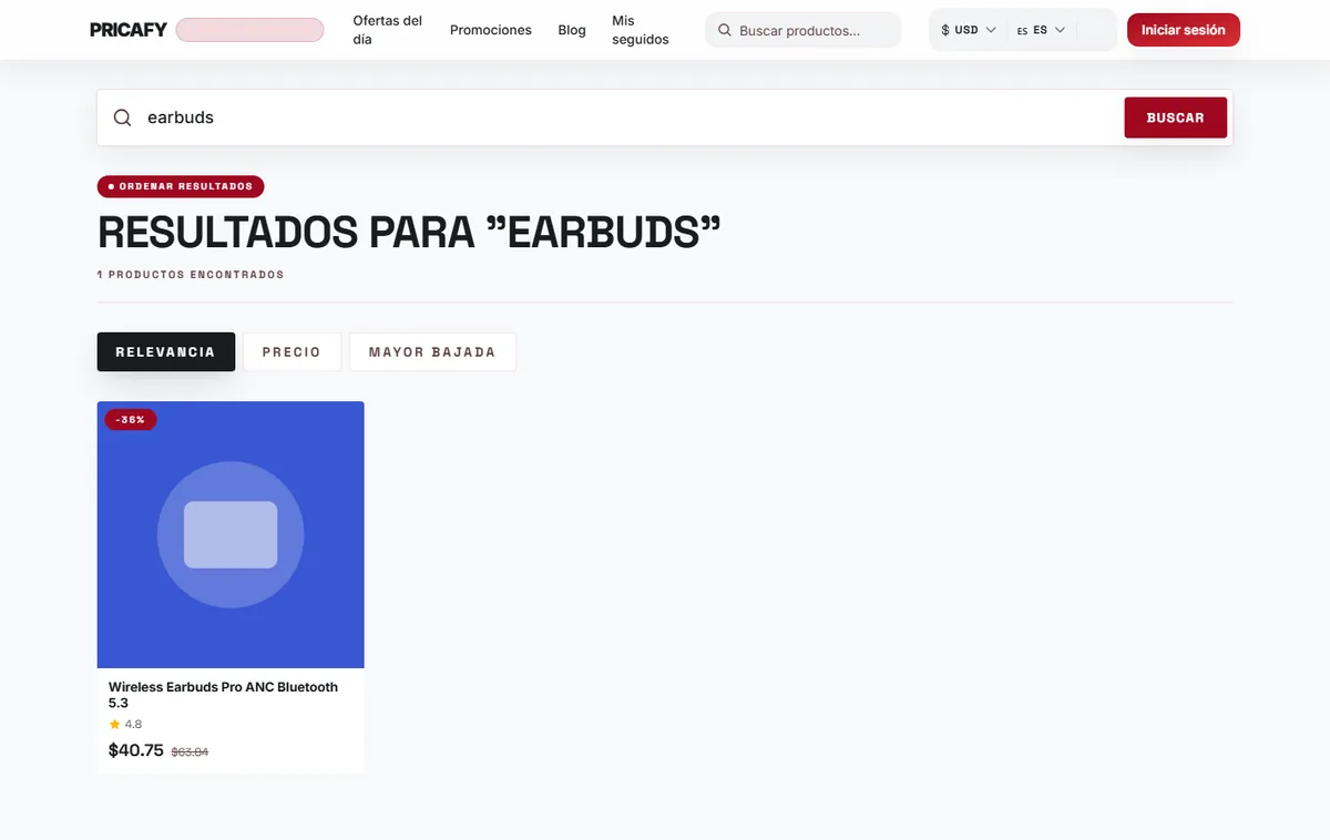 Abre un producto de los resultados