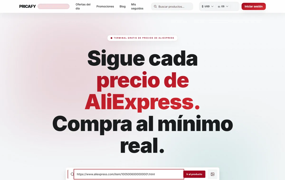 Pega el enlace de un producto