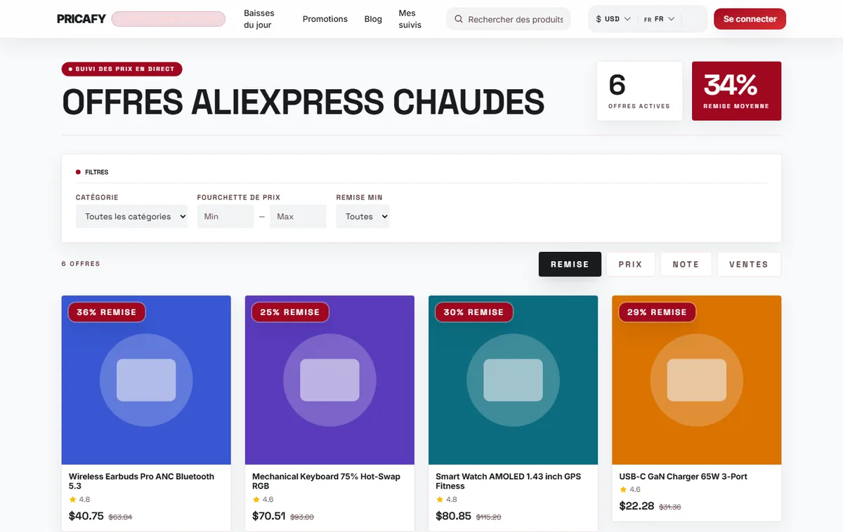 Affine la liste avec les filtres