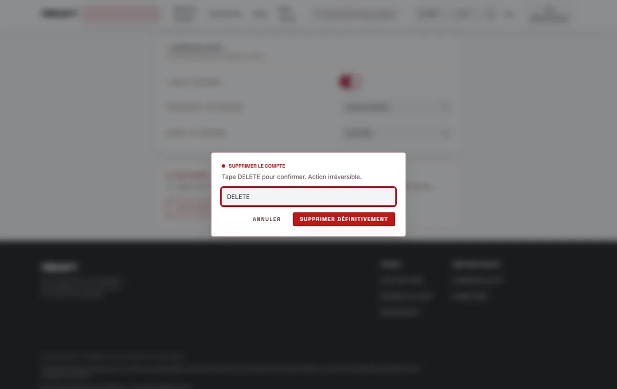 Confirmer avec DELETE