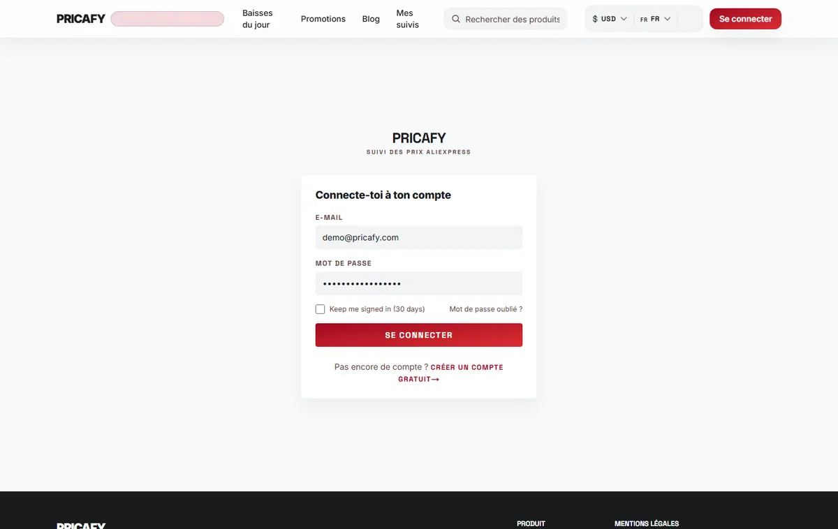 Connecte-toi avec ton e-mail et ton mot de passe
