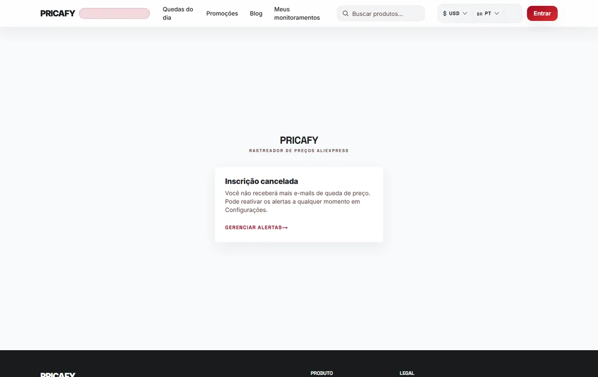 Ou cancele a inscrição pelo próprio e-mail