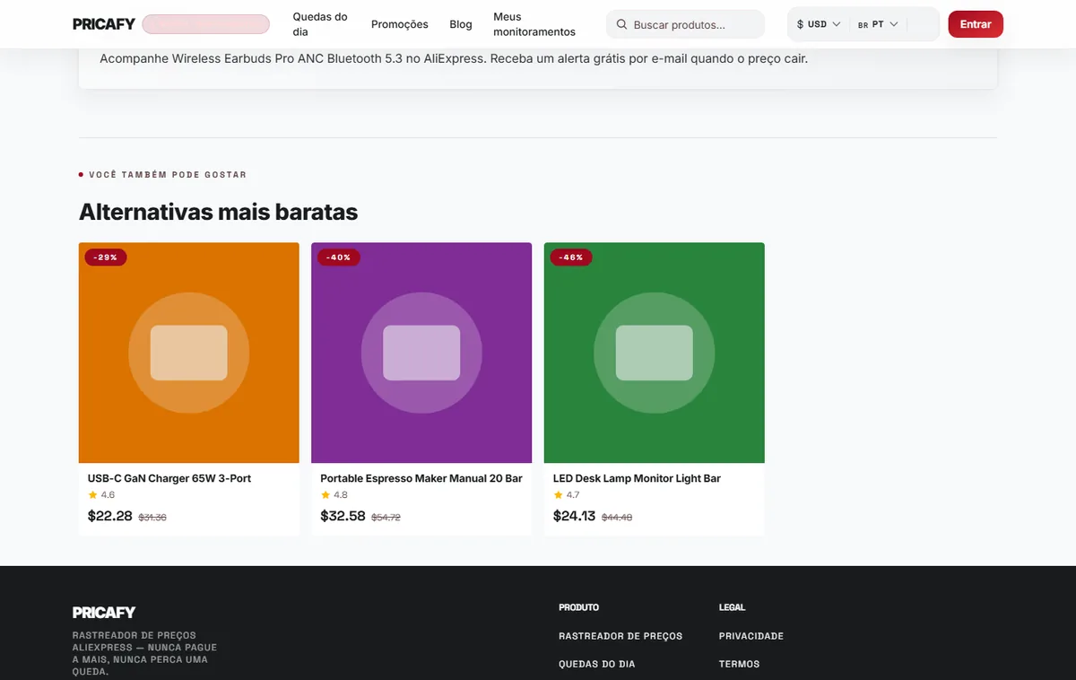 Compare alternativas mais baratas