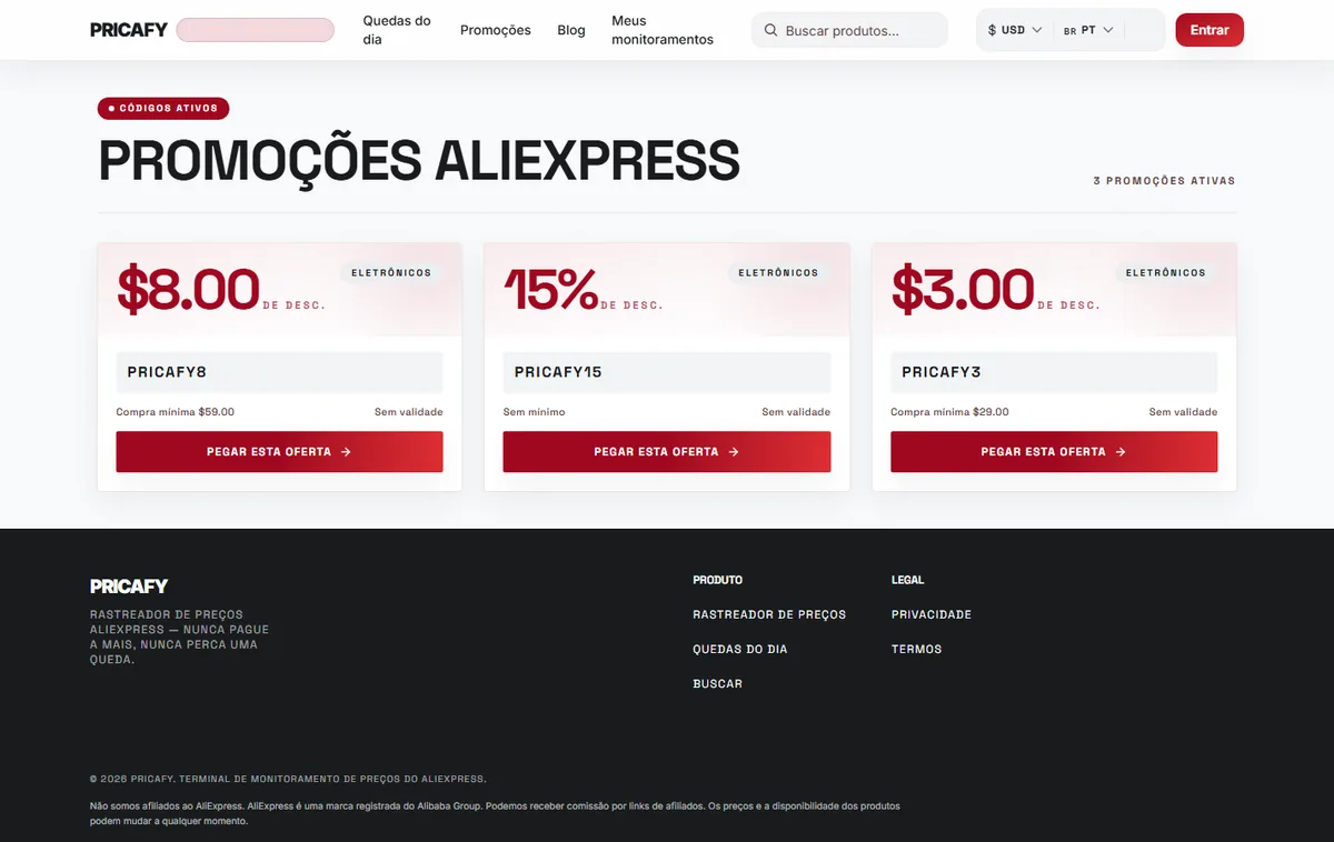 Copie um código e pegue a oferta