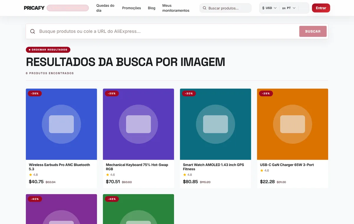 Escolha um produto nos resultados